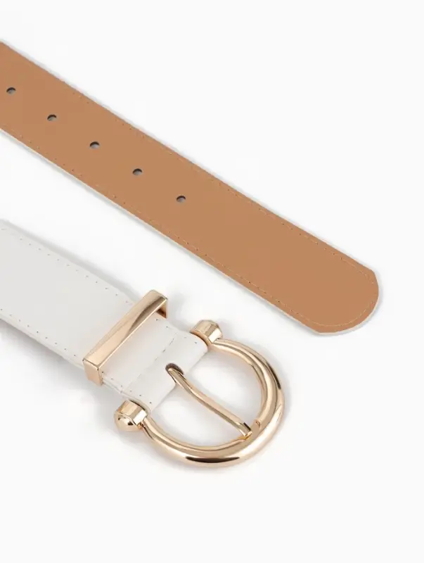 Ремень женский, 4&times;110 см, без винта, пряжка золотистая, 1 прокол, белый