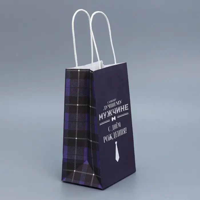 Пакет подарочный крафтовый, упаковка, «С Днём рождения», 12 х 21 х 9 см Пакет подарочный крафтовый, упаковка, «С Днём рождения», 12 х 21 х 9 см