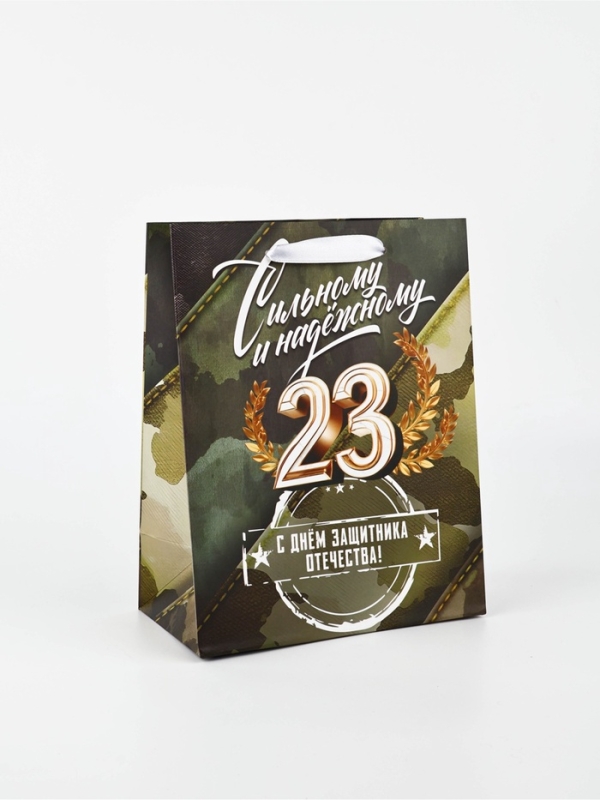 Пакет подарочный ламинированный «23 февраля», MS 18 х 23 х 10 см