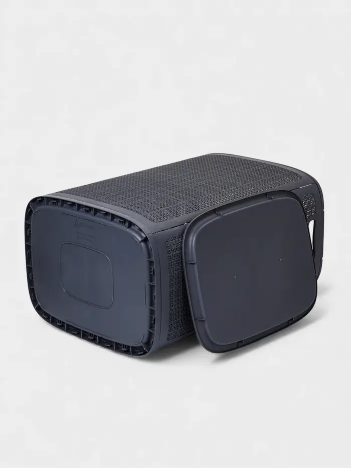 Плетёная корзина для белья с крышкой "Лён" 75л 43&times;32&times;60см, цвет графит