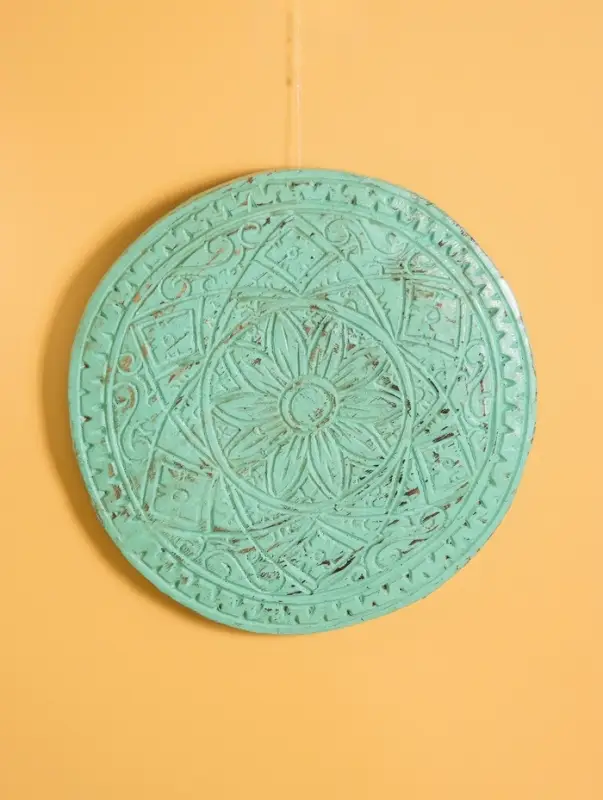 Панно  Панно " Мандала" дерево, 30х30х2 см, цв. бирюзовый