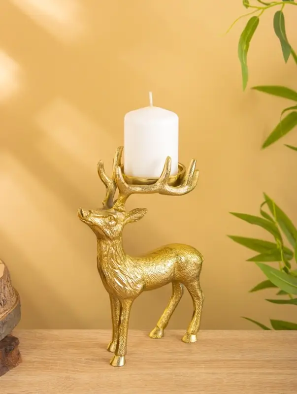 Подсвечник "Сохатый" 15,5х9х22,5 см, алюминий, золотой