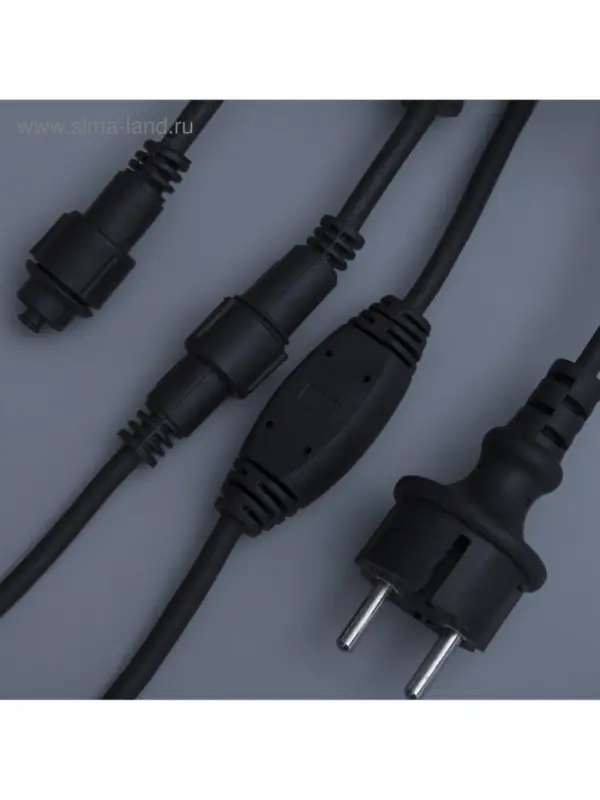 Гирлянда «Занавес» 2 × 3 м, IP65, УМС, тёмная нить каучук, 600 LED, свечение белое, 220 В