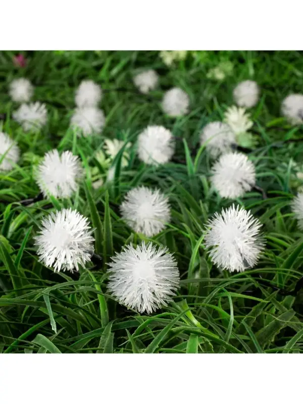 Гирлянда &laquo;Нить&raquo;, 4.5 м, уличная, с насадками &laquo;Ёжики&raquo;, IP44, 30 LED, 2 режима, солнечная батарея, тёмная нить, свечение жёлтое/аквамарин