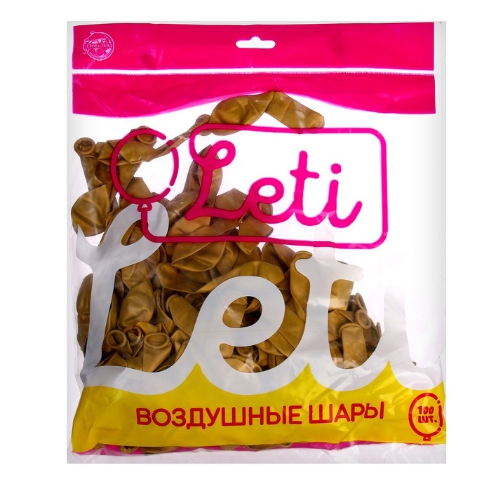 Шар латексный 5", хром, набор 100 шт., цвет золото