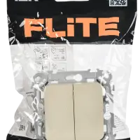FLITE Выключатель 2-клавишный 10А ВС12-1-0-ФлСл сливочный IEK