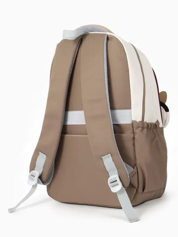 Рюкзак школьный, с кошельком, для девочки, 32&times;14&times;46 см, бежевый