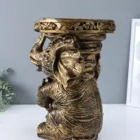 Фигура-подставка "Слон сидя" чёрный с золотом, 44х37х30 см