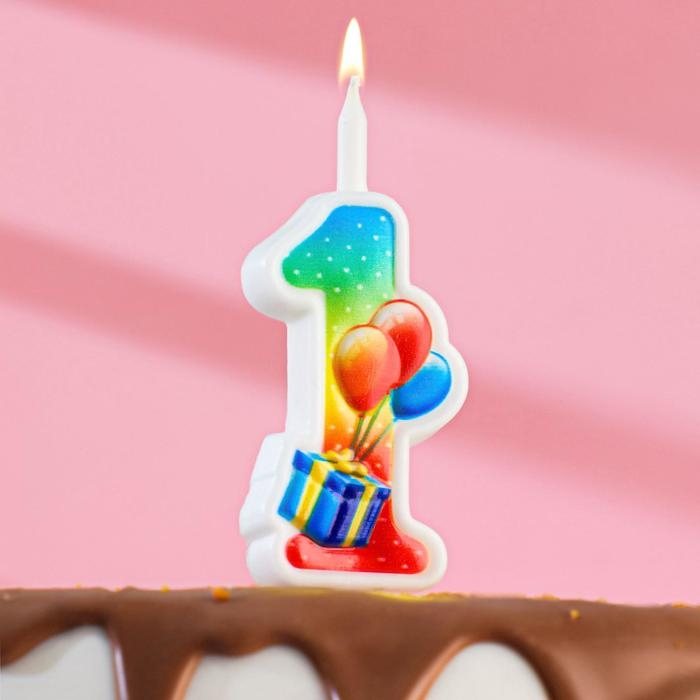 Свеча для торта цифра  Свеча для торта цифра "Подарок", 9,9 см, цифра "1"