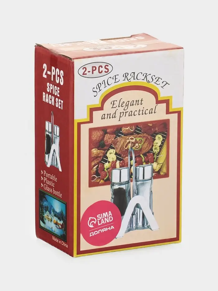 Набор для специй Доляна &laquo;Эксклюзив&raquo;, 40 мл, 2 предмета: солонка, перечница, салфетница - подставка, стекло, пластик, прозрачный