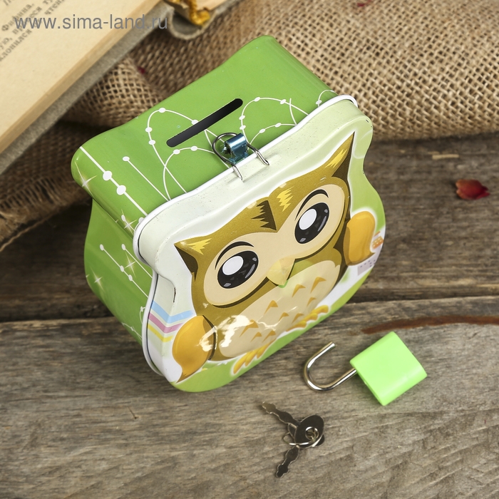 Копилка для денег с замком и ключом «Маленький совёныш», метал, 8.5×9×4.5 см, МИКС Копилка для денег с замком и ключом «Маленький совёныш», метал, 8.5×9×4.5 см, МИКС