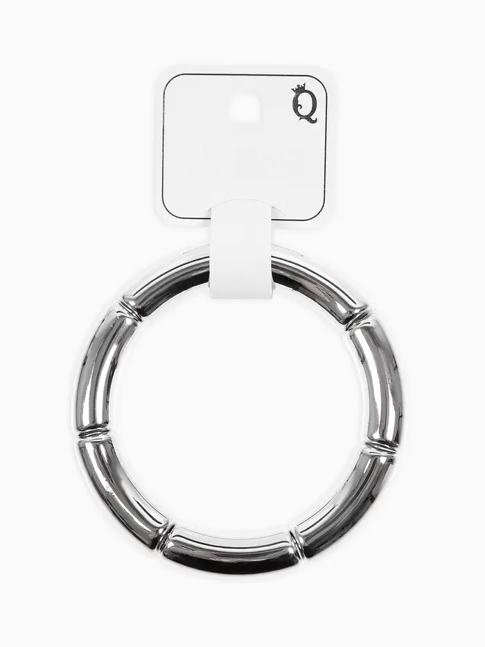 Браслет пластик на резинке "Стиль" гладкий, цвет серебро