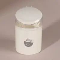 Органайзер для ватных палочек, с крышкой, с зеркалом, d=6.8&times;9.8 см, сливочный