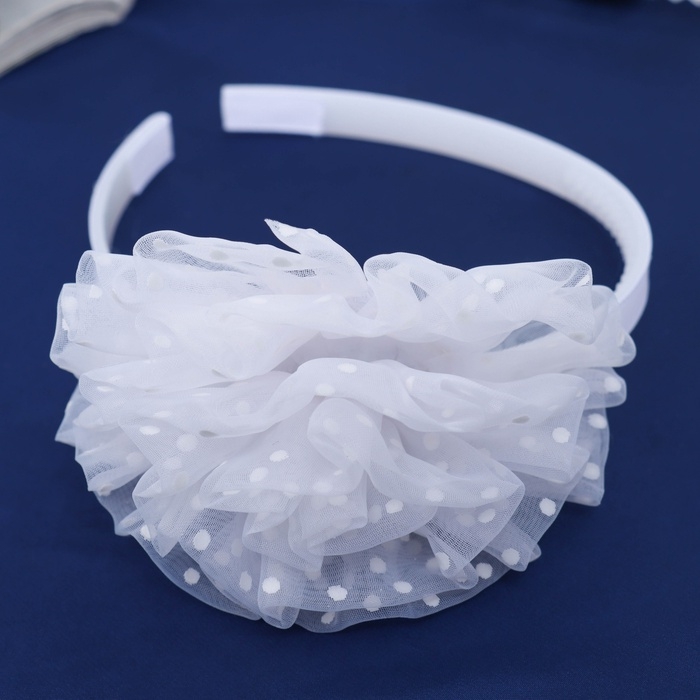 Ободок для волос  Ободок для волос "Школьница" облачко горох, d 10 см, белый
