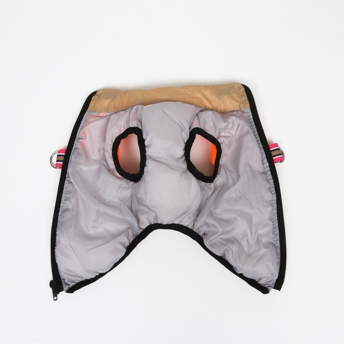 Куртка для собак на молнии, размер 12 (ДС 28 см, ОГ 38 см, ОШ 27 см), бежевая с оранжевым Куртка для собак на молнии, размер 12 (ДС 28 см, ОГ 38 см, ОШ 27 см), бежевая с оранжевым