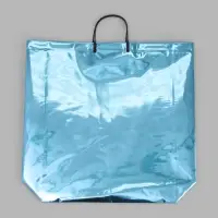 Пакет подарочный ПВХ, голография, голубой, пластиковая ручка, 50&times;42&times;12 см