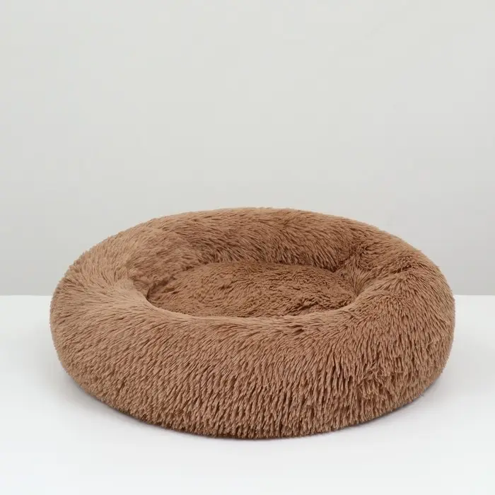 Лежанка для собак и кошек, длинный мех, 45×35×11 см, коричневая Лежанка для собак и кошек, длинный мех, 45×35×11 см, коричневая