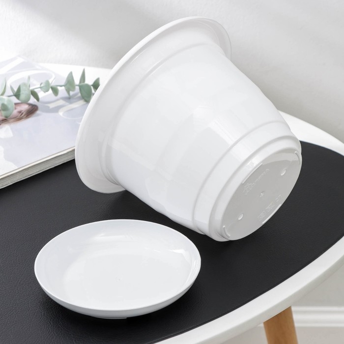 Горшок для цветов с поддоном Доляна «Арена», 2 л, цвет белый Горшок для цветов с поддоном Доляна «Арена», 2 л, цвет белый