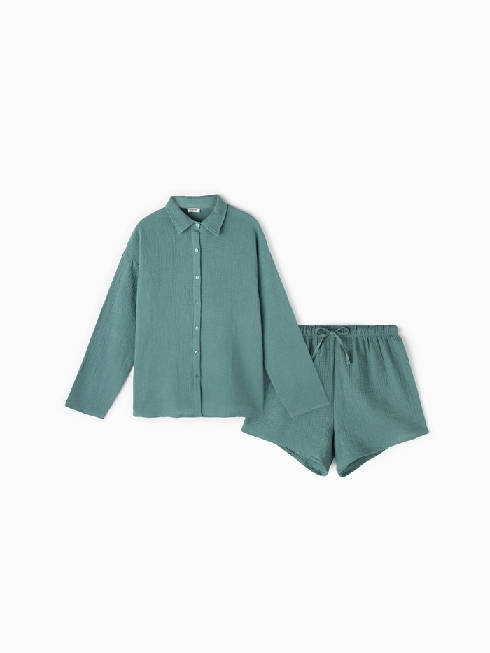Комплект женский (рубашка, шорты) KAFTAN Basic р. 44-46 зеленый