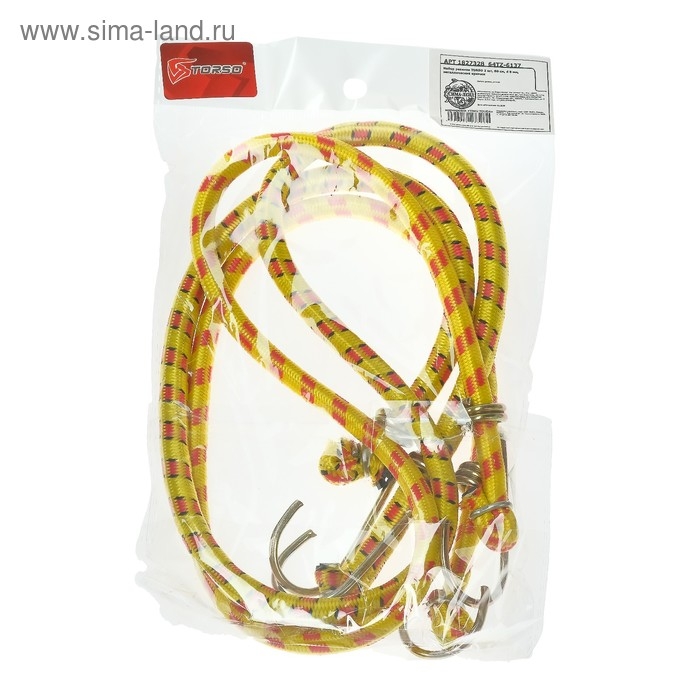 Резинка для крепления багажа TORSO, 80 см, d8 мм, металлические крючки, МИКС, набор 2 шт Резинка для крепления багажа TORSO, 80 см, d8 мм, металлические крючки, МИКС, набор 2 шт