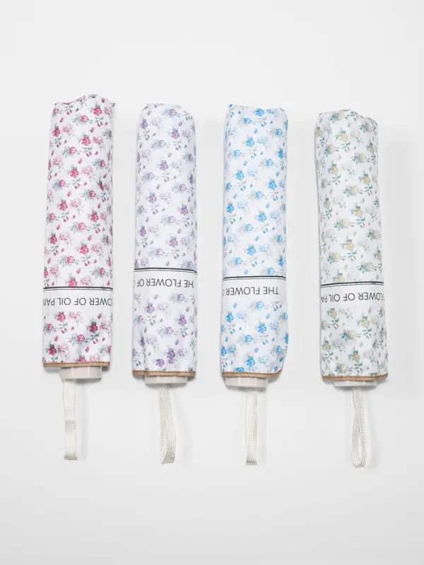 Зонт механический The flower, эпонж, 4 сложения, 8 спиц, R=48/56 см, d=96 см, МИКС