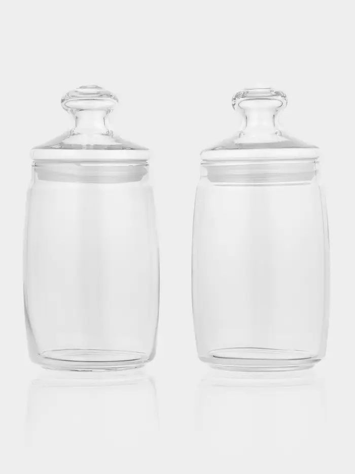 Банки для сыпучих продуктов Paşabah&ccedil;e Cesni, 1.1 л, набор 2 шт., стекло, прозрачные