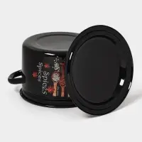 Кастрюля эмалированная &laquo;Карри&raquo;, 4 л, d=21.3 см, с крышкой, чёрная