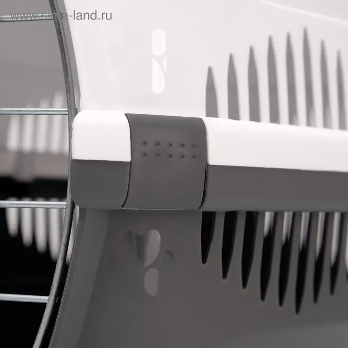 Переноска для животных до 12 кг &laquo;Пижон&raquo;, 49&times;33&times;32 см, металлическая дверь, пластик, белая, серая