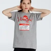 Футболка Hello! I Love You!, серый меланж, размер S