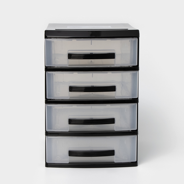 Мини-комод 4-х секционный, чёрный/прозрачный Мини-комод 4-х секционный, чёрный/прозрачный