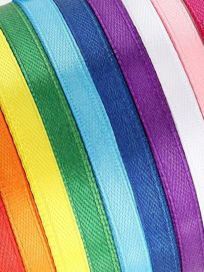 Лента атласная, набор 10 шт., 6 мм, 23 м&plusmn;1 м, разноцветная