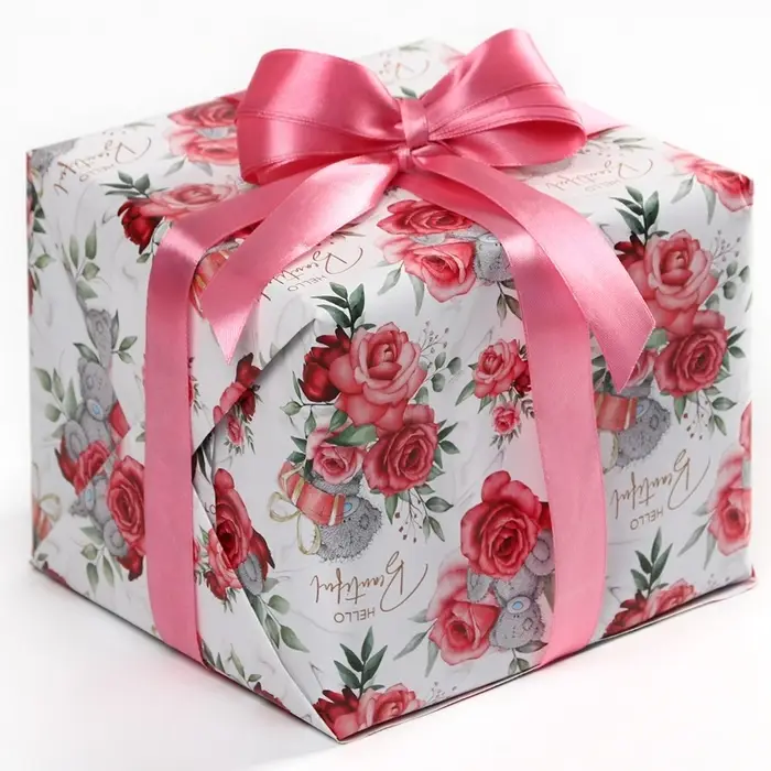Бумага упаковочная глянцевая, «Розы», 70×100 см
