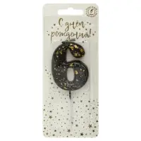 Свеча в торт "Черные брызги", цифра "6"