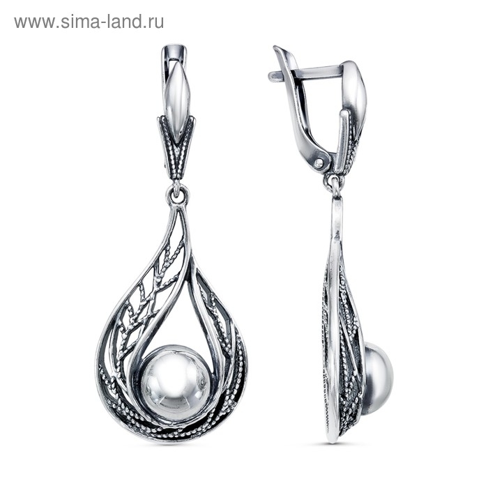 Серьги «Шарм», посеребрение с оксидированием Серьги «Шарм», посеребрение с оксидированием
