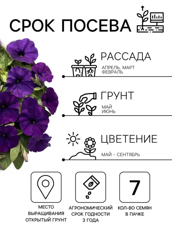 Семена цветов Петуния &laquo;Ламбада синяя&raquo;, многоцветковая, F1, 7 шт., HemGenetics, &laquo;АЭЛИТА&raquo;