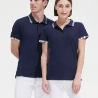 Рубашка поло женская Pasadena Women 200 с контрастной отделкой, ярко-синяя (royal) с неоново-розовым, размер M