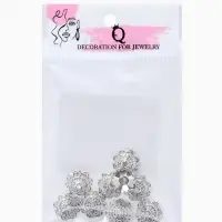 Шапочки для бусин (набор 10 шт.), 1.4&times;1.4&times;0.6 см, цвет черненое серебро
