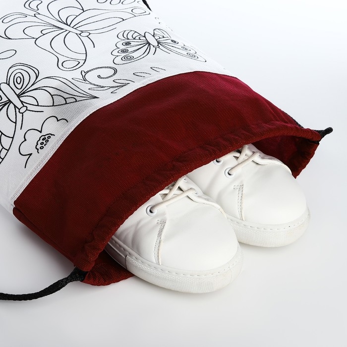 Мешок для обуви под раскраску «Бабочки» 34х40 см, спанбонд Мешок для обуви под раскраску «Бабочки» 34х40 см, спанбонд