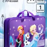 Папка пластиковая с ручками А4, на молнии, 7.5&times;33&times;26 см, &laquo;Холодное сердце&raquo;
