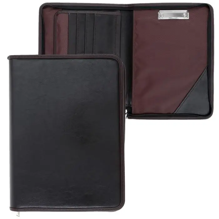 Папка деловая Calligrata &laquo;Люкс&raquo;, искусственная кожа, 360&times;260&times;30 мм, металлический прижим, коричневая