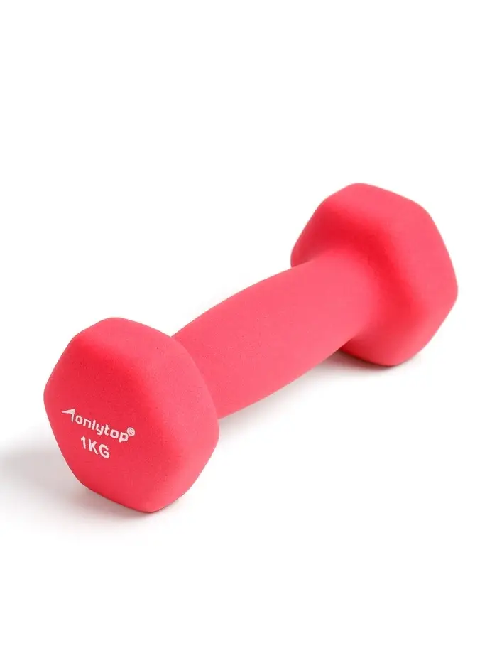 Гантель неопреновая ONLYTOP, 1 кг, цвет фуксия