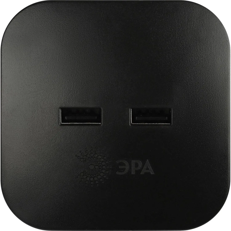 Разветвитель ЭРА SP-4-USB-B (4р 220V + 2xUSB 2400mA/без заземл/10А, черный)