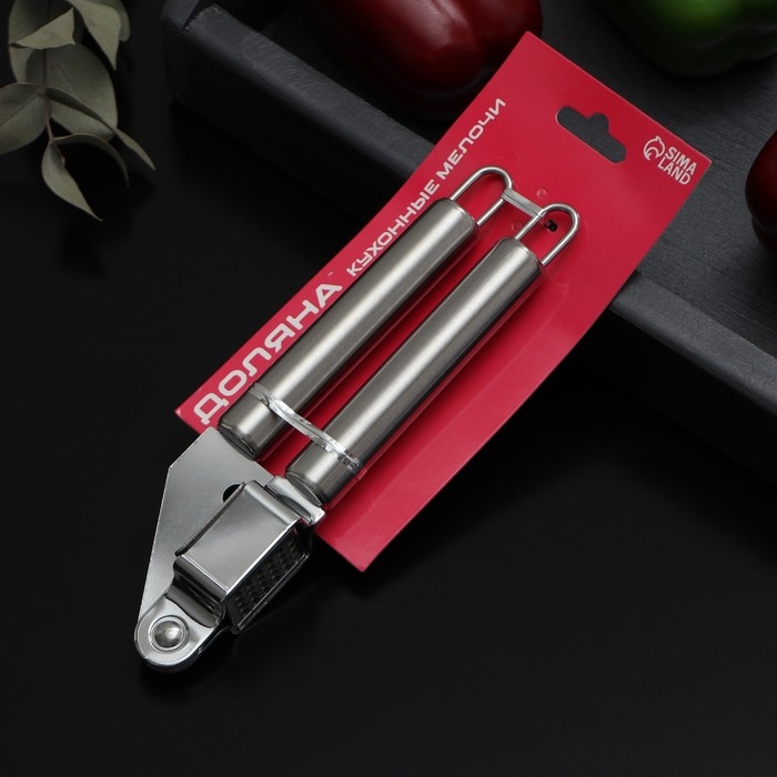 Пресс для чеснока Доляна «Металлик», 19,5 см, цвет серебряный Пресс для чеснока Доляна «Металлик», 19,5 см, цвет серебряный