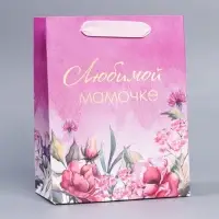 Пакет подарочный ламинированный, упаковка, &laquo;Любимой маме&raquo;, MS 18&times;23&times;10 см