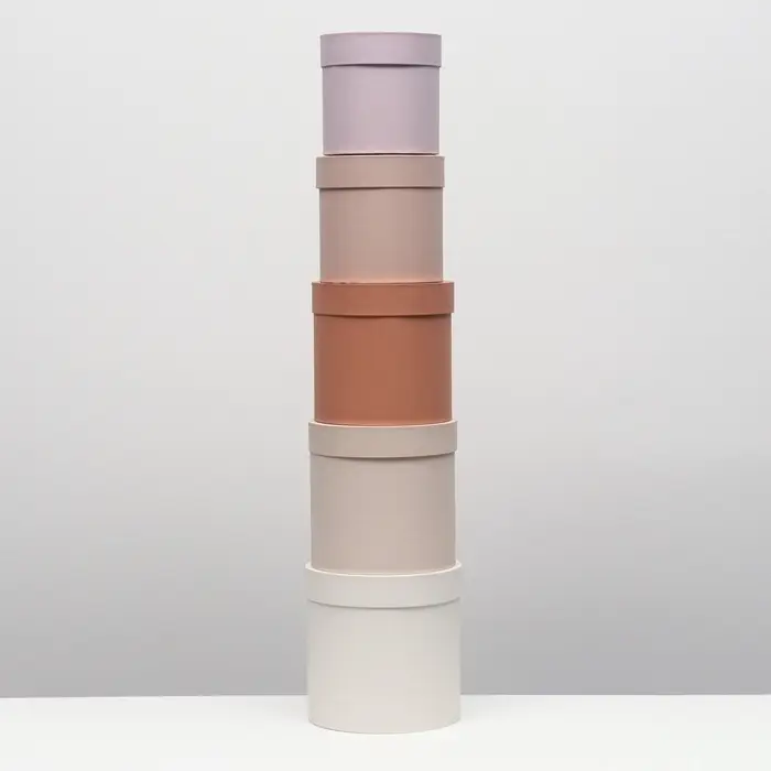 Набор круглых коробок 5 в 1 &laquo;Нюд&raquo;, 20&times;20&times;20 - 11&times;11&times;11 см