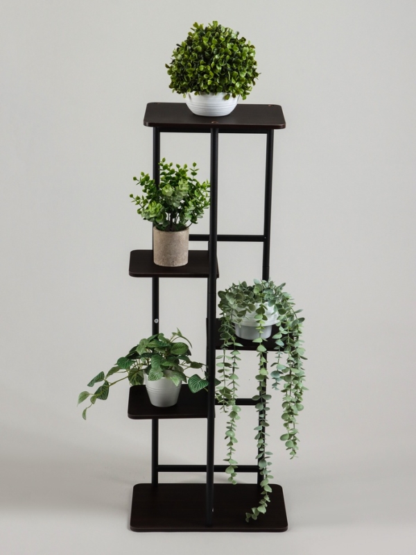Подставка для цветов Greengo, 5 полок, 36 × 23 × 94 см, напольная, каркас металл, полки МДФ, чёрная Подставка для цветов Greengo, 5 полок, 36 × 23 × 94 см, напольная, каркас металл, полки МДФ, чёрная