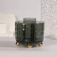 Подставка для хранения косметики GREEN, 6 секций, d=12.2&times;10.8 см, цвет зелёный, золотистый