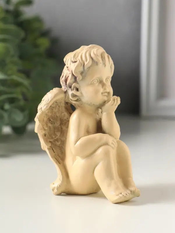 Фигурка гипс &laquo;Ангел мечтает&raquo;, 10&times;5 см, слоновая кость