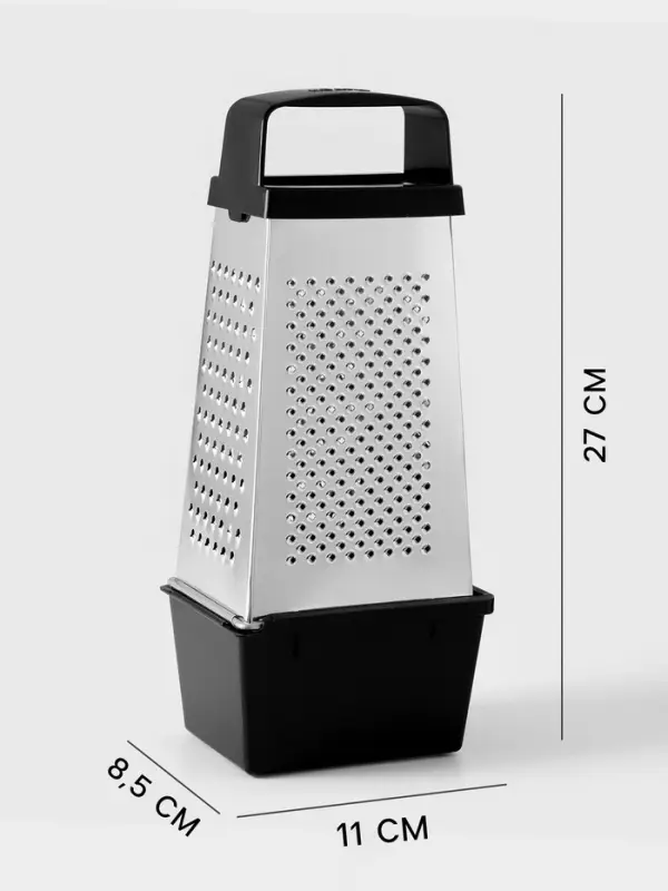 Тёрка с контейнером КВАРЦ &laquo;Комфорт&raquo;, 4 грани, 450 мл, 11&times;8.5&times;27 см, металл, МИКС