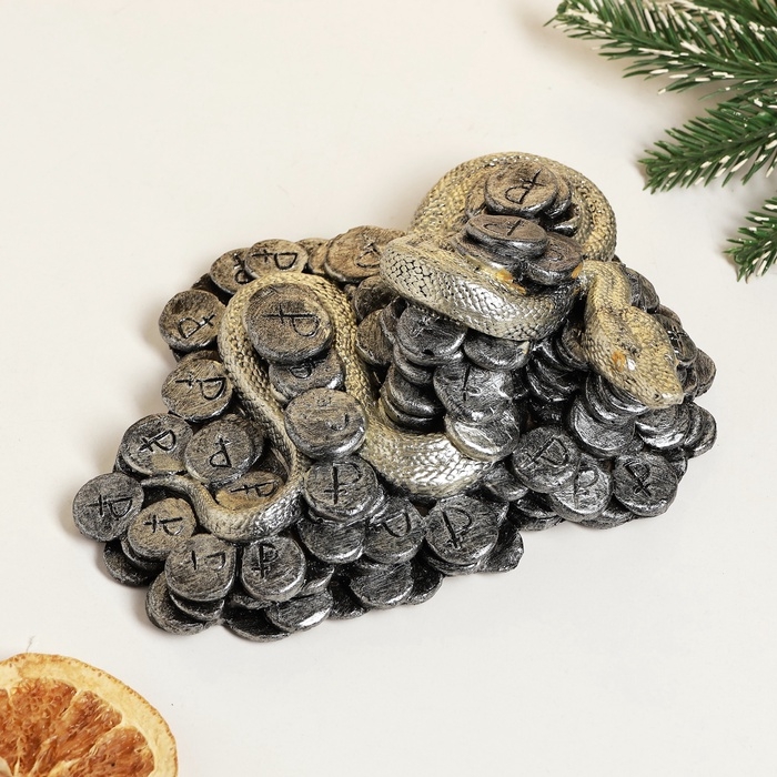 Новый год. Символ 2025. Фигура Новый год. Символ 2025. Фигура "Змея денежная" серебро, 6х17см